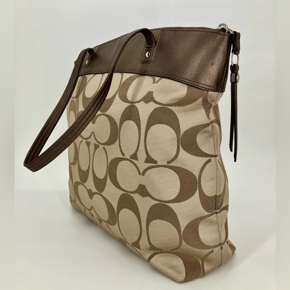 COACH Brown Metallic Laura Signature #18335 Leather Tote Bag - Picture 5 of 13